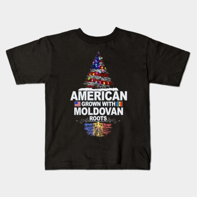 Christmas Tree  American Grown With Moldovan Roots - Gift for Moldovan From Moldova Kids T-Shirt by Country Flags